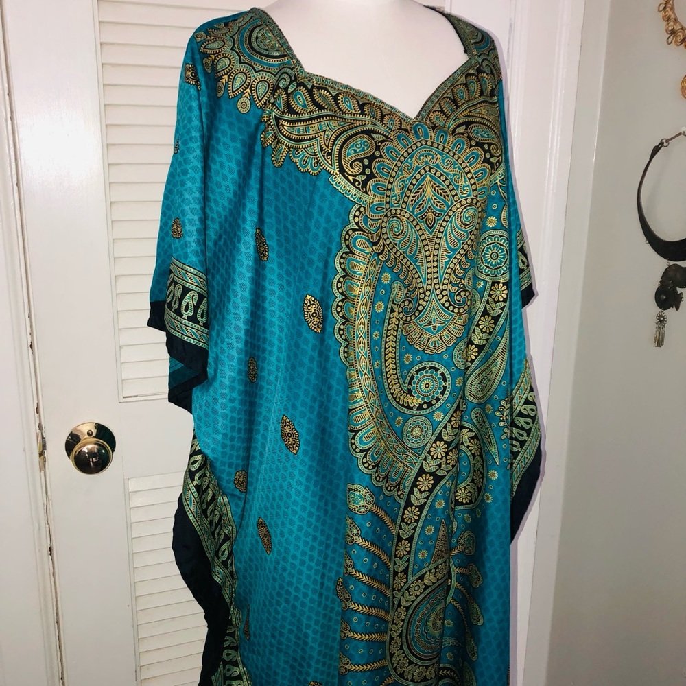 Vintage 80s silky paisley print caftan